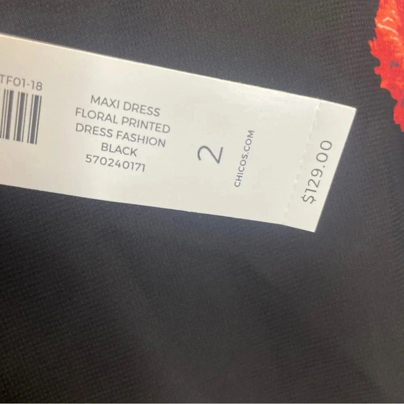 Chico’s Floral Blouson Flowy Maxi Length Dress - Picture 5 of 10